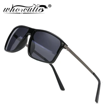 

WHO CUTIE 2019 NEW Rectangle Polarized Sunglasses Men Brand Design Vintage Retro Matte Black Fade Sun Glasses Male Oculos S050