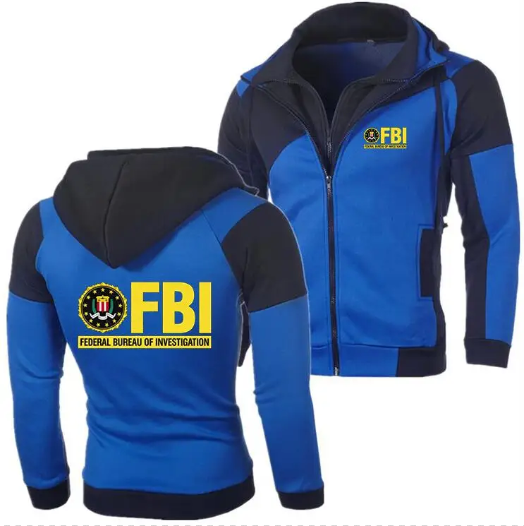 Синий Брендовая толстовка с капюшоном FBI, флисовая Мужская толстовка на молнии Suzuki, повседневная мужская толстовка с капюшоном - Цвет: Синий