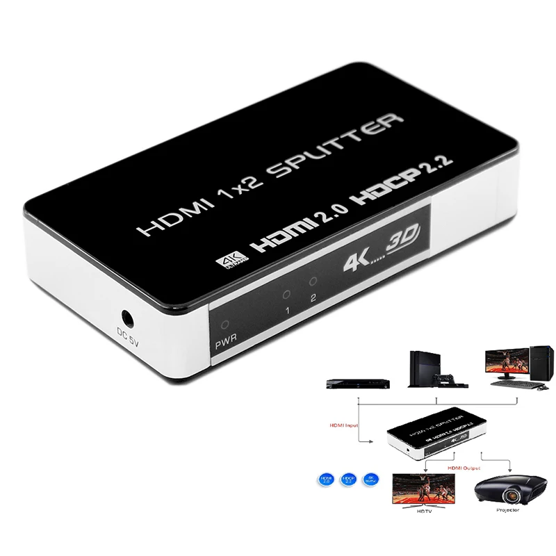 4K HDMI 2,0 сплиттер 1X2/4 HDMI 2,0 разветвитель 3X1/5X1 4K X 2 k/60 HZ 1080 P/60 HZ 3D Поддержка HDCP2.2 3D для ПК DVD