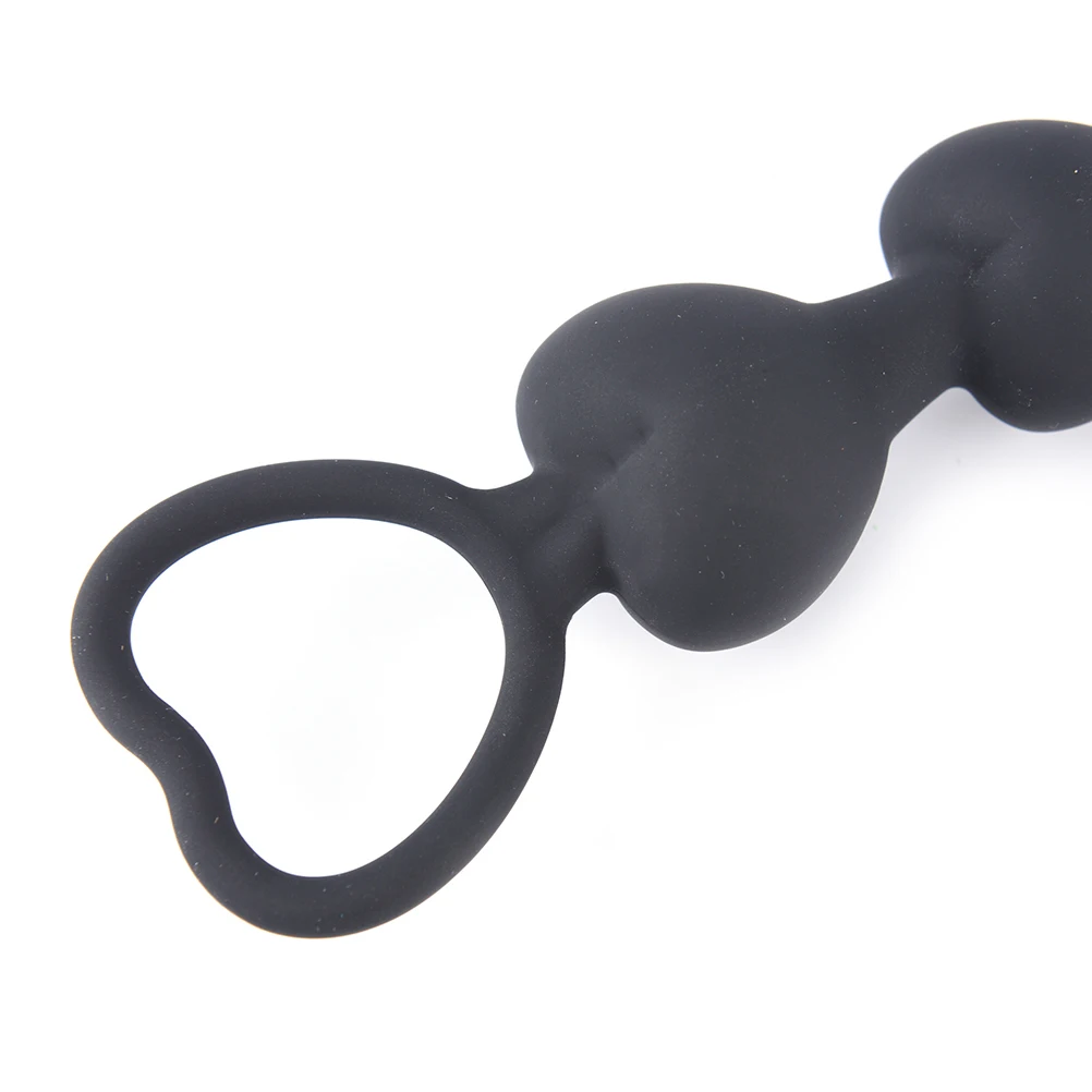 Черный силикагель анальные шарики пробки в форме сердца силиконовые G-Spot стимулирующие Анальная бусина пробки игрушки большие анальные шарики