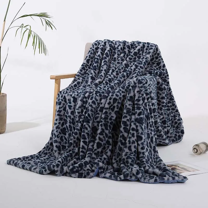 leopard print blue Леопардовое Полосатое теплое домашнее постельное белье теплый плед Диван офисный Плед покрывало коралловый флис кресло одеяло покрывало - Цвет: leopard print blue