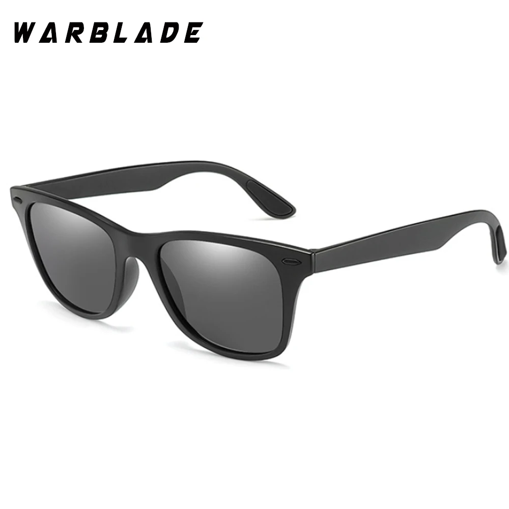 black black grey WarBLade Высокое качество Мужские и женские классические ретро поляризованные солнцезащитные очки с заклепками зажигалка дизайн квадратная рамка защита от УФ - Цвет линз: black black grey