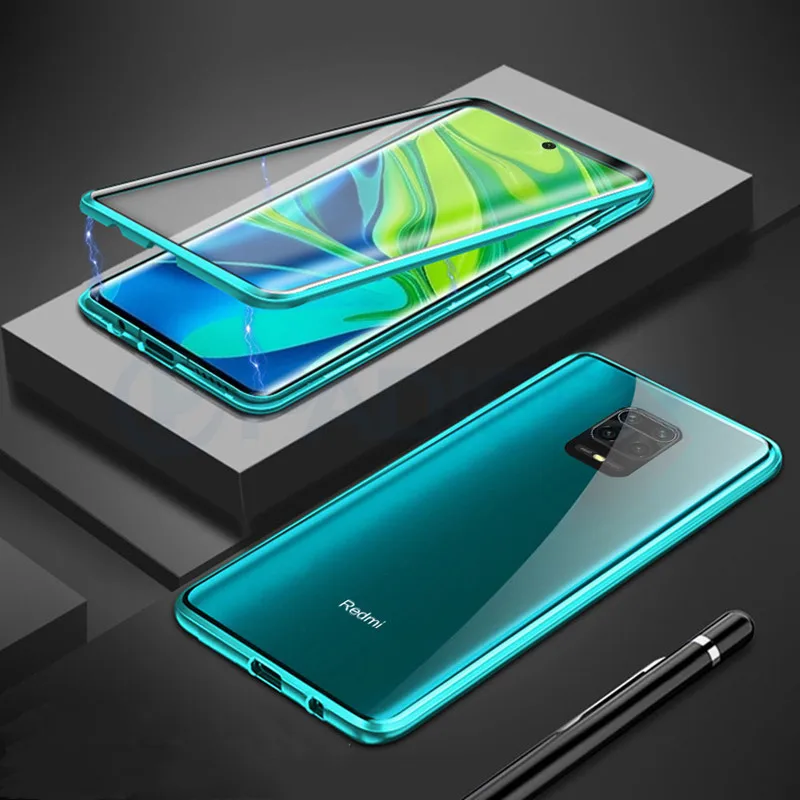 Магнитный чехол для Redmi Note 9s двухсторонний защитный из закаленного стекла Xiaomi 9 s