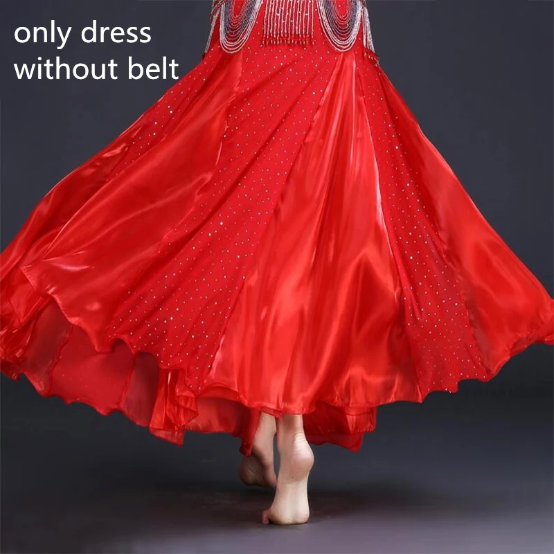 only red skirt Живота юбка для танцев для восточных танцев двойные Разрезы Юбка юбка, костюм для танца живота Для женщин танца живота юбка(без ремня - Цвет: only red skirt