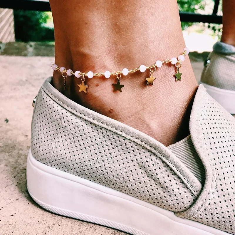 Beach Accessories Pearl Ankle Bracelet For Women Boho Jewelry Star Anklet Chaine Cheville Femme Leg Bracelet Anklets Beach Accessories Pearl Ankle Bracelet For Women Boho Jewelry Star Anklet Chaine Cheville Femme Leg Bracelet Anklets