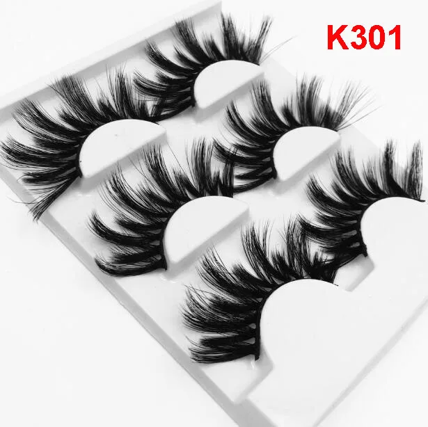 New Arrival Mink false eyelashes 3 pairs set with packaging long thick fake lashes extensions 9 models 3sets/lot drop shipping