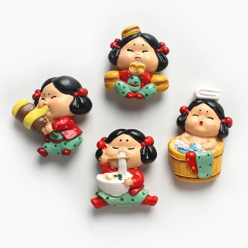 

Xi'an Little Cute Fat Girl 3D Creative Fridge Magnet Xi'an Tourist Souvenir Fridge Decoration Stickers