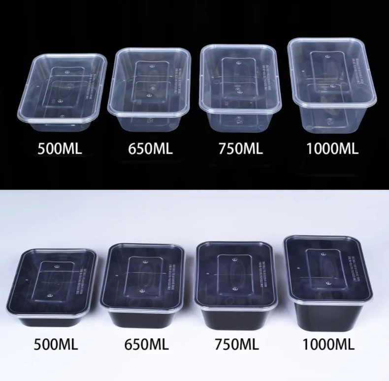 12Pcs 1000ML Disposable Lunch Box Plastic Fruit Salad Container