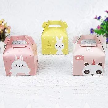 

Fashion box 5pcs/20pcs/50pcs 12x9x9cm candy gift boxes party favors Korean Baking Packaging Cartoon Stripe Small Muse Cake Box