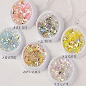 

6 Colors Nail Crystal Butterfly Rhinestones Colorful Studs 3D Nail Stickers For UV Polish Nail Art Decoration Nail Butterfly Gem