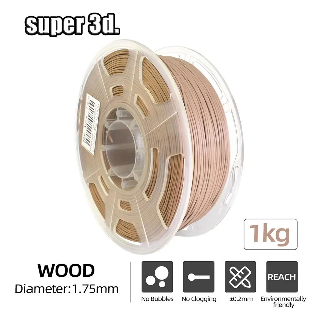 Impresora 3D filamento de madera 1,75mm 1kg/2.2lb material compuesto de plástico de madera sin burbujas Material de impresión 3D respetuoso con el medio ambiente
