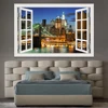3D Window View wall Sticker New York Brooklyn Removable Night Wall Art  Wallpaper Kitchen Room decor aesthetic poster prints 1