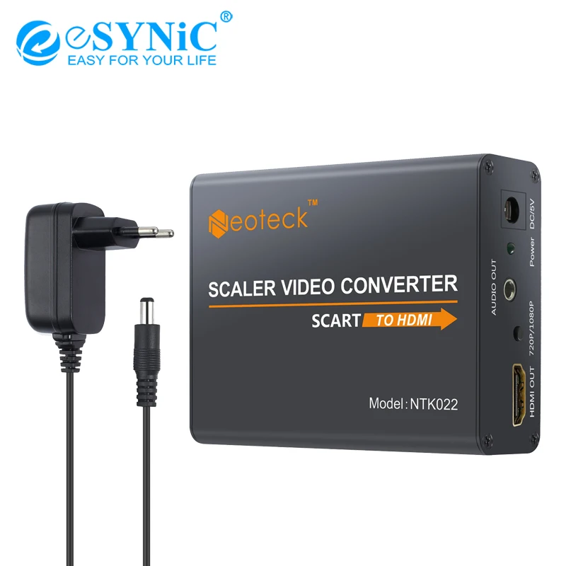 ESYNiC SCART в HDMI конвертер 3,5 мм наушники стерео аудио видео конвертер адаптер для HDTV STB PS3 Sky DVD приставка 1080P