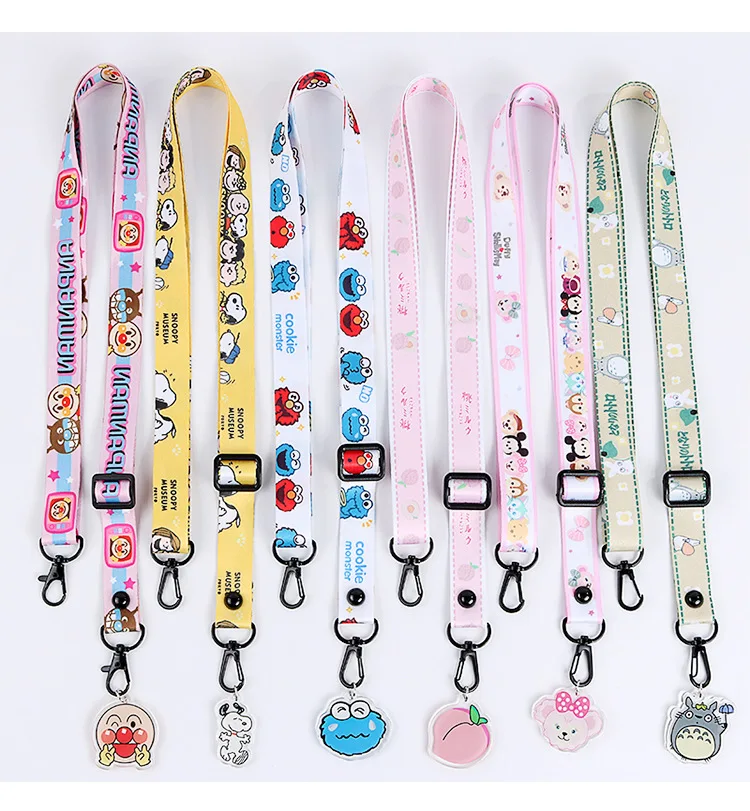 Cartoon Pattern Shoulder Suspender Strap Women's Webbing Halter Coffee Beverage Water Bottle Broadband Lanyard Arcylic Hanging B
