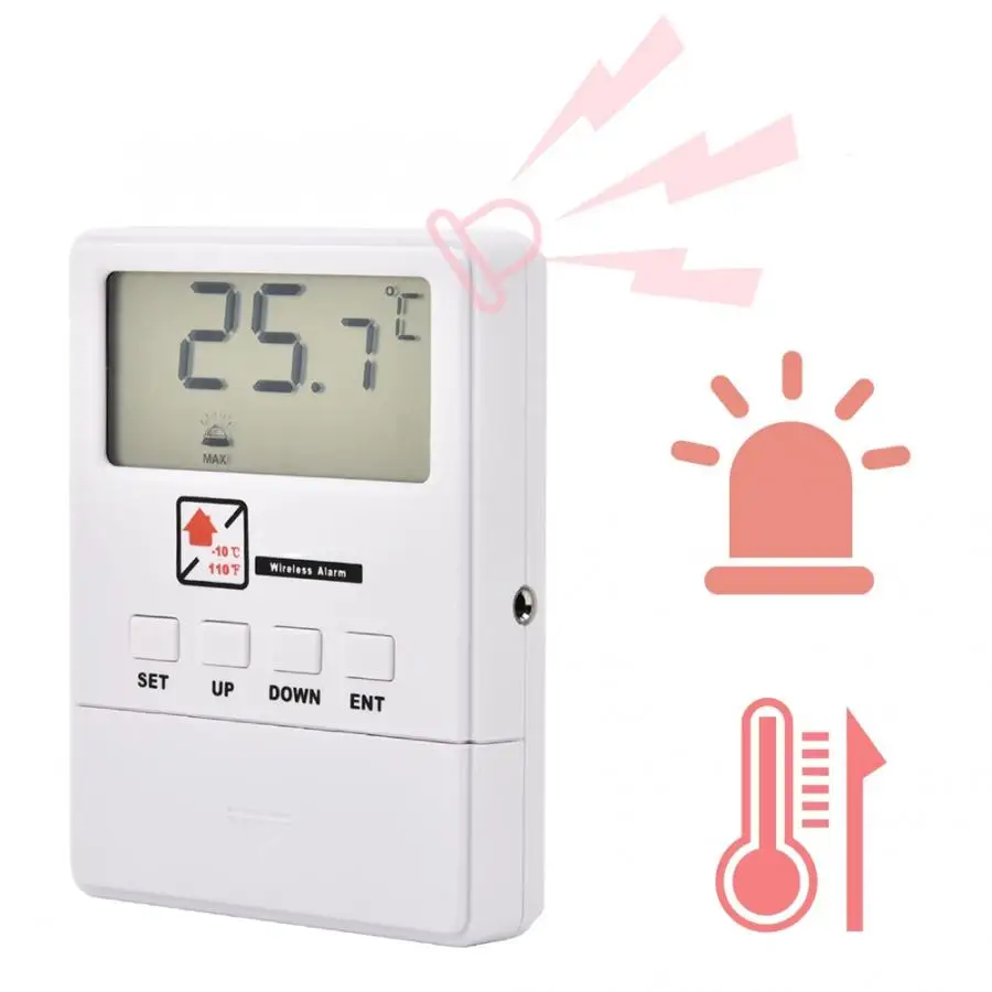 

Infrared Alarm Detector 433mhz Security System Wireless LED Display Adjustable Temperature Alarm Detector Sensor HOT