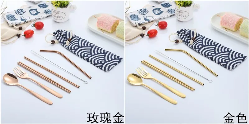 304 набор соломинок из нержавеющей стали Lucky Cat-Spoon вилка металлическая соломинка прямая изогнутая соломинка для коктейлей позолоченная