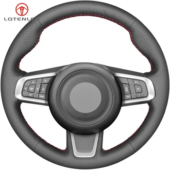 

LQTENLEO Black Artificial Leather Car Steering Wheel Cover For Jaguar E-Pace 2017-2019 XE XEL 2015-2019 F-Pace XF XFL 2016-2019