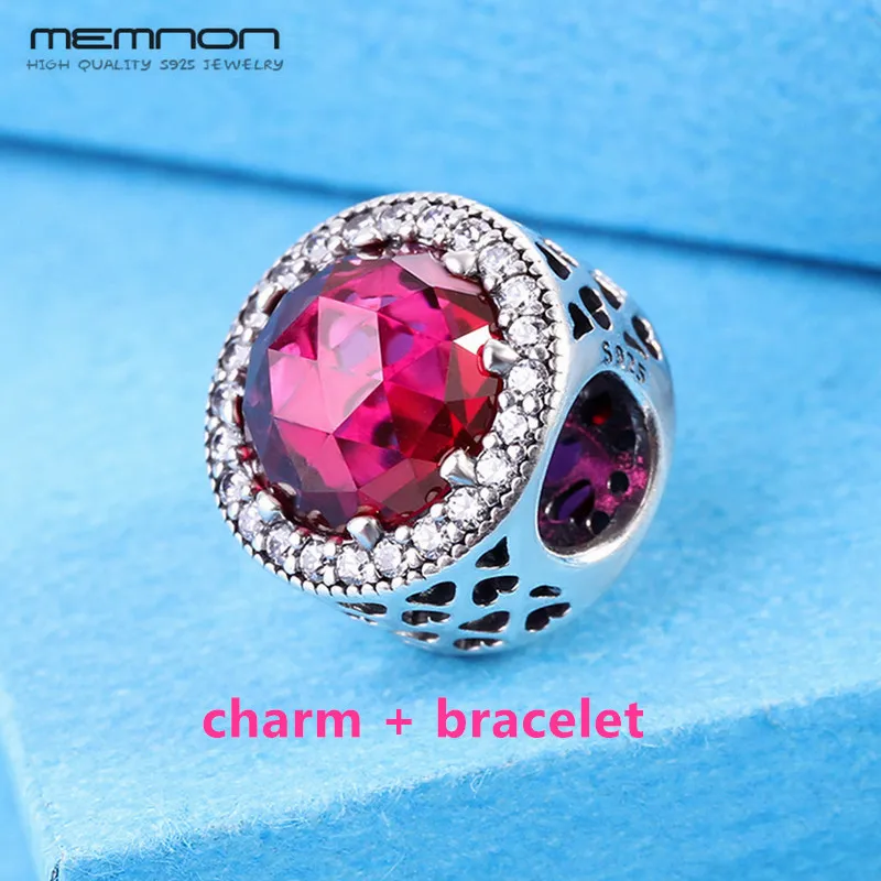 Memnon 925 пробы серебряные браслеты для женщин с Сияющие шармы в виде сердец подходят серебряные амулеты бусины браслеты "сделай сам" Хорошее ювелирное изделие br001 - Цвет камня: 393