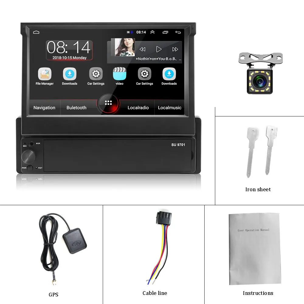 Автомагнитола Podofo 1DIN 7 &quot Android 8 1 1080P сенсорный экран GPS навигация Wi Fi зеркальная