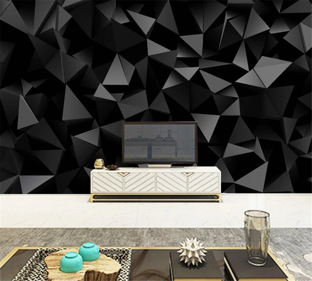 

beibehang Custom wallpaper fashion new geometric shapes triangle black three-dimensional fresh Nordic style background wall