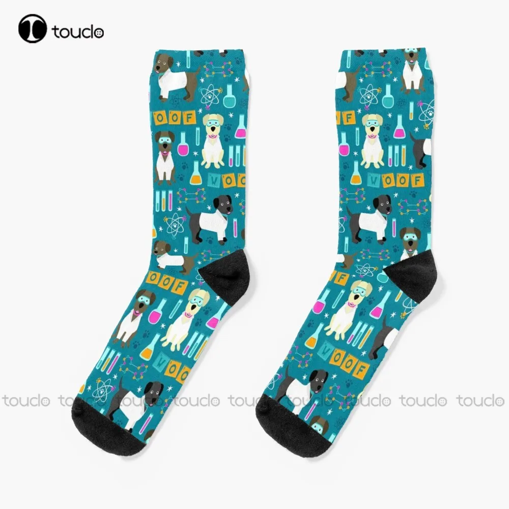 

Lab Assistants Science Nerd Geek Dog Puppy Labrador Retriever Socks Boot Socks For Men Personalized Custom 360° Digital Print