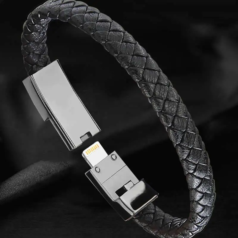 Портативный кожаный мини микро-usb браслет зарядное устройство USB кабель синхронизации данных шнур 8Pin type-C Micro USB кабель для телефона