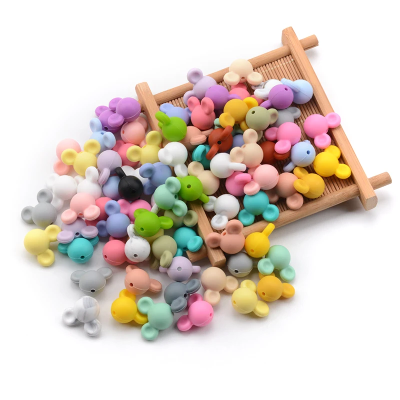 Silicone Beads mouse Baby Teething Beads 20pcs/lot  Food Grade Teether Colorful Chew Necklace Bracelet Bangle Jewelry Making