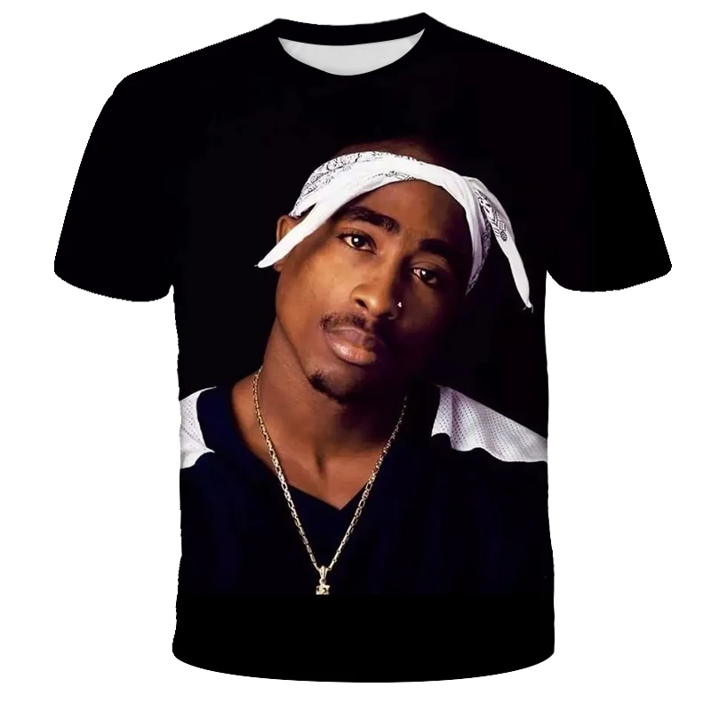 Новая летняя модная мужская и женская футболка Rapper 2pac Tupac 3d принт хип-хоп футболка s Повседневная крутая футболка для мужчин размера плюс 5XL
