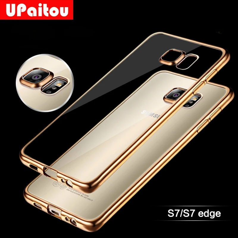 

UPaitou Luxury Gold Plating Soft TPU Case For Samsung Galaxy S5 S6 S7 Edge S8 S9 Plus C5 C7 C9 Pro Note 8 5 4 3 Silicone Cover