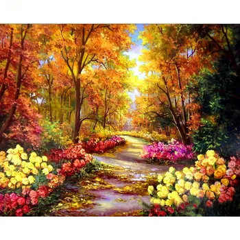 

RIHE Colorful Paint By Number City Landscape Hand-painted Kits Drawing Canvas Coloring Pages Oil Paint Fall At Home Decoration
