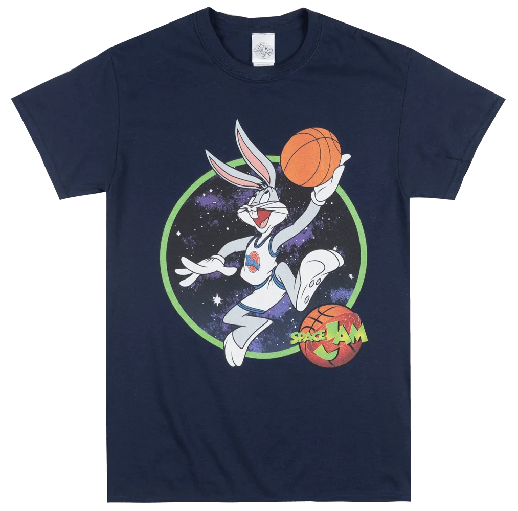 LOONEY TUNES SPACE JAM BUGS BUNNY футболка темно-синяя мужская с героями мультфильмов унисекс