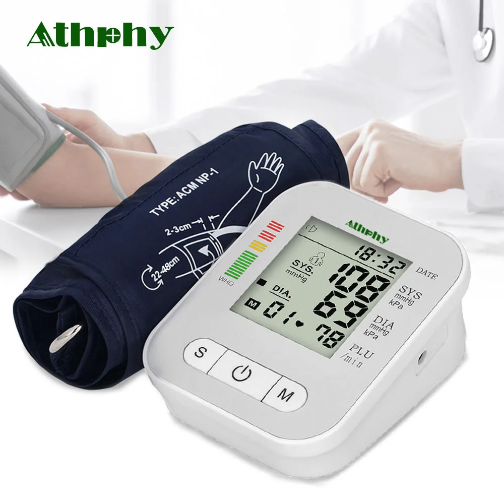 

Athphy Blood Pressure Monitor Full-automatic Pulse Measurement Heartbeat Test New Upper Arm Measure Sphygmomanometer Tonometer