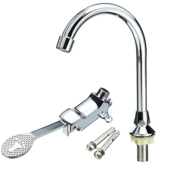 

Hot XD-Bathroom Faucet Tap Copper Foot Pedal Brass Basin Mixer Water Faucet Taps Single Cold Water