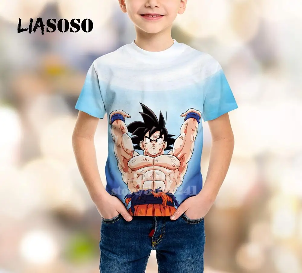 LIASOSO/ Детский свитер для подростков Vegeta IV футболка с 3D-принтом «Жемчуг дракона» Детский топ для мальчиков и девочек, пуловер с короткими рукавами для малышей B157-3 - Цвет: 22