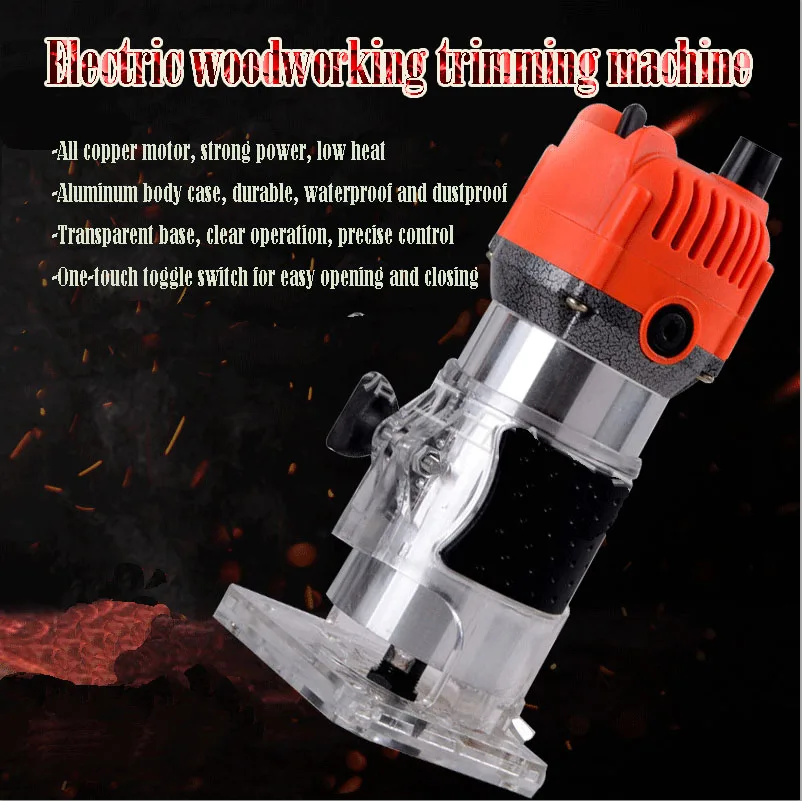 

Woodworking Electric Trimmer Machine Wood Milling Engraving Slotting Trimming Machine Hand Carving Machine Wood Router