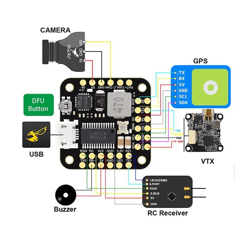 HGLRC FD435 стек FD F4 мини Контроллер полета 35A Blheli_32 3-6S 4 в 1 ESC 20x20 мм для радиоуправляемого дрона FPV гоночные мультироторные детали