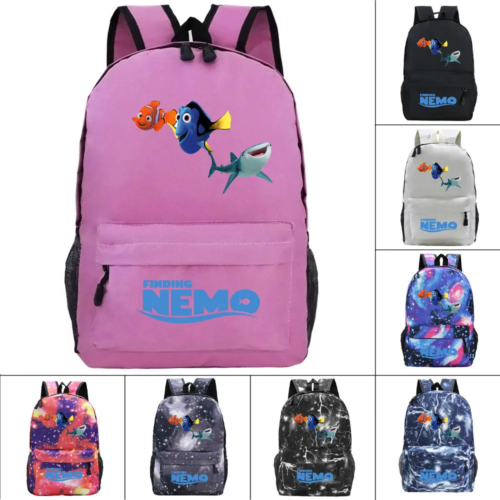 2021 New Disney Finding Nemo Printed School Bag Cartoon Pattern Student Backpack Travel Bag Computer Bag Kid Student School Bags