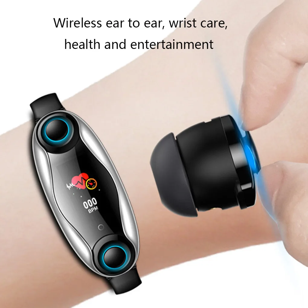 T90 2-в-1 Bluetooth наушники со светодиодными огнями 5,0 Беспроводной наушники Фитнес смарт-браслет Давление монитор сердечного ритма Смарт часы