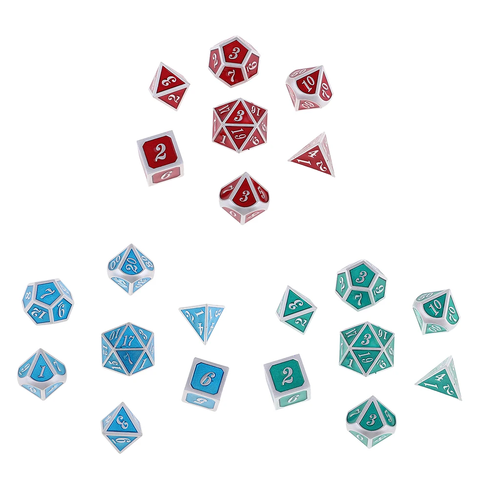 7 Pieces Zinc Alloy Polyhedral Dice for D&D TRPG Board Game Party Fun Toys