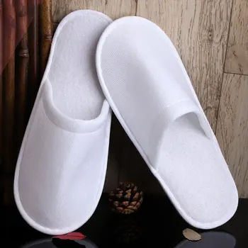 

1 Pair Disposable Slippers Brushed Velvet Cloth Non-Slip Water Ripple Sliding Bottom Pullover Soft And Comfortable