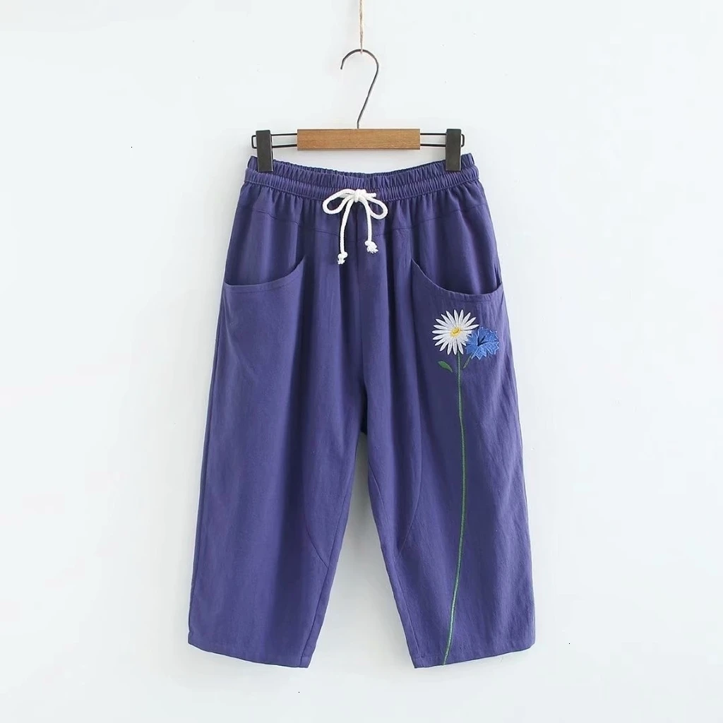 Плюс размер женские летние Broek прямые свободные эластичные талии