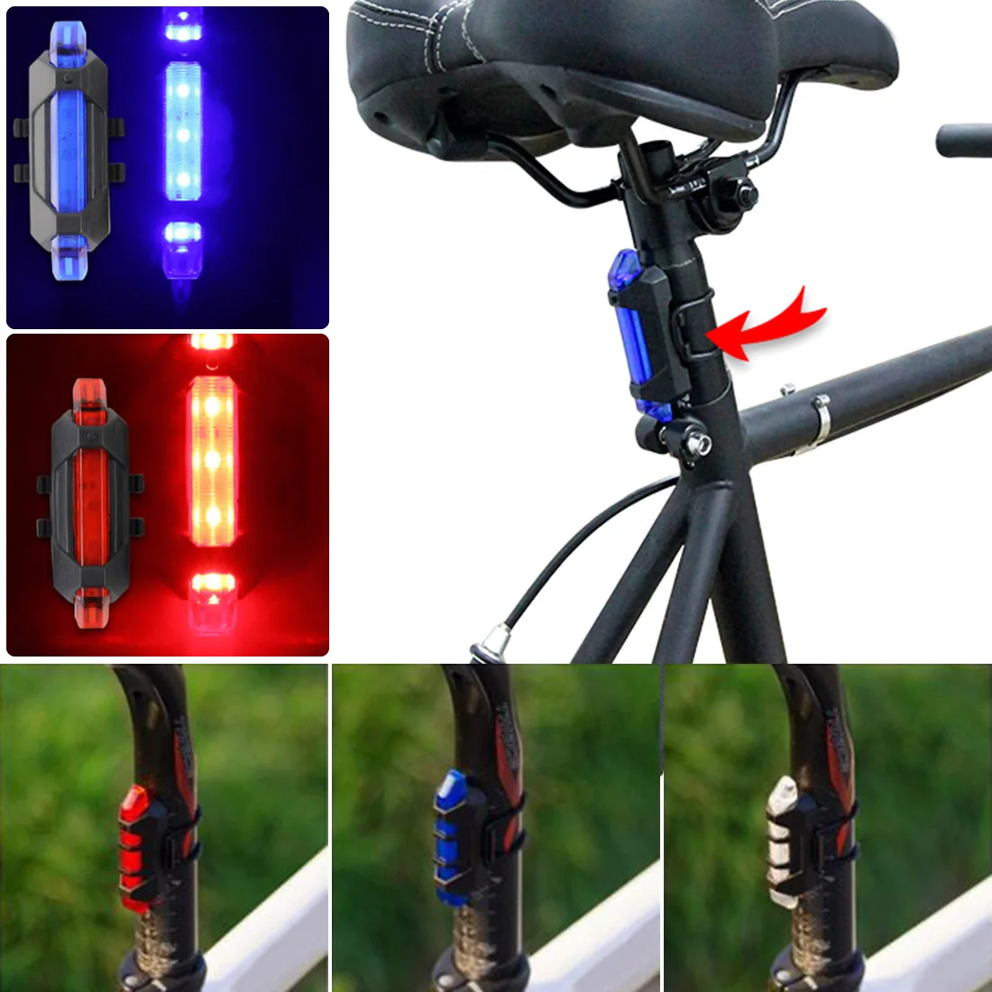 Cheap New hot  Bicycle light LED Taillight Rear Tail Safety Warning Cycling Portable Light   Warning Light Taillight Lamp Super Bright 0