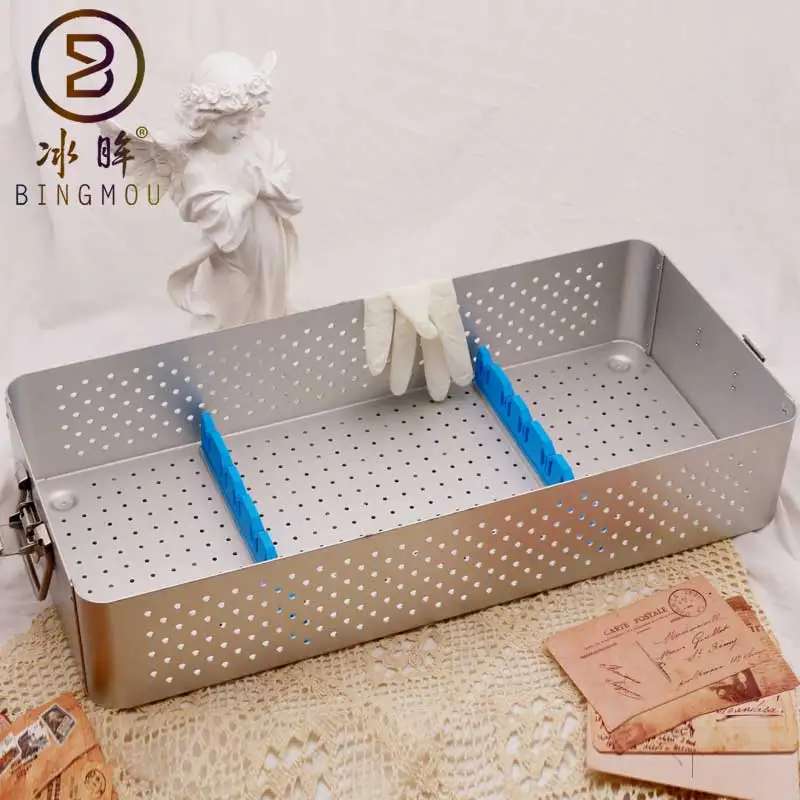 

Medical sterilizing box surgical operating instrument ophthalmology department laparoscope aluminium alloy double-deck