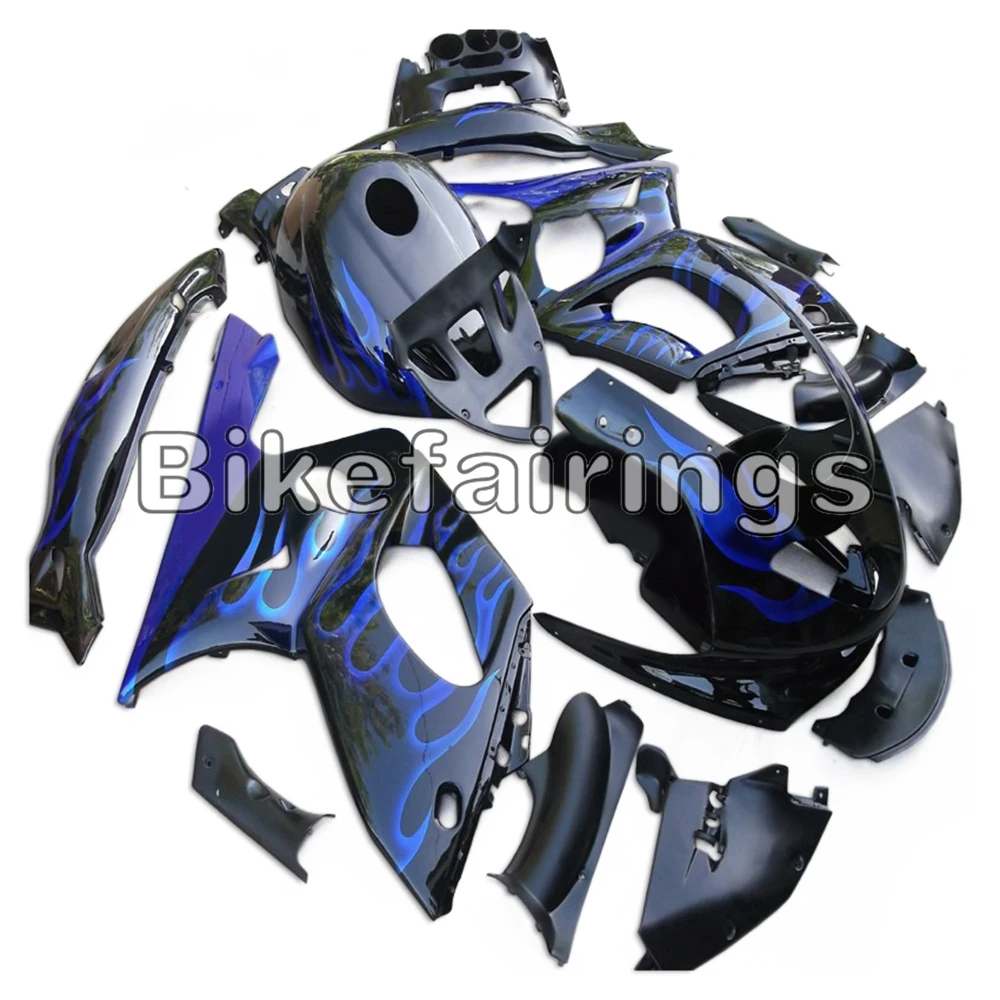 Черный и синий пламя двигатель капоты для Yamaha YZF600R Thundercat 1997 98 99 00 01 02 03 04 05 06 2007 инъекции обтекатели