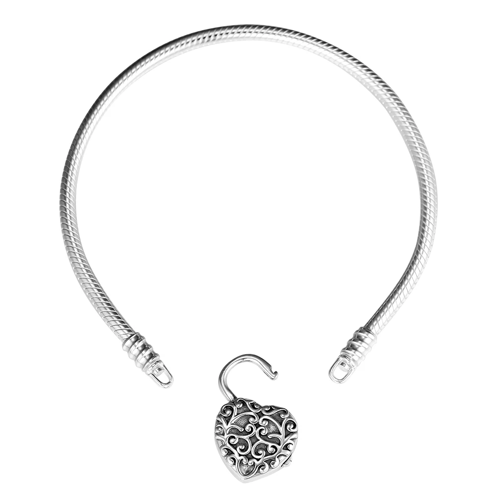 Гладкий серебряный браслет с замком, королевское сердце, 925 серебряные браслеты для рукоделия, женские модные браслеты для изготовления ювелирных изделий