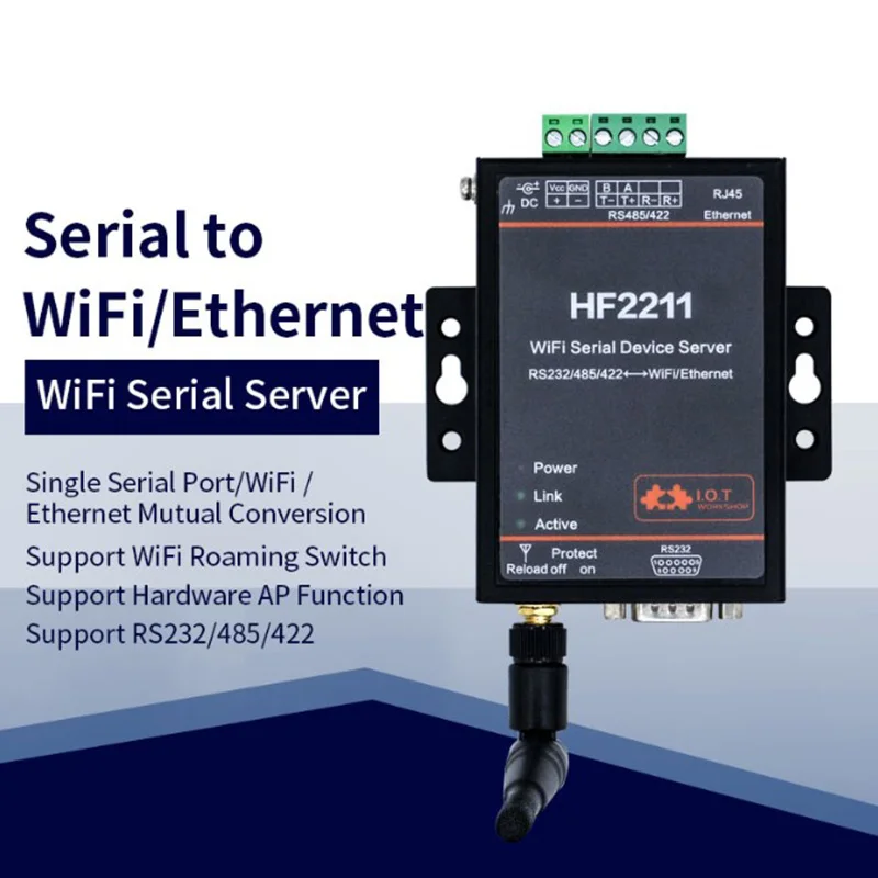 

Последовательный преобразователь HF2211 RS232 RS485 RS422 в Wi-Fi и Ethernet