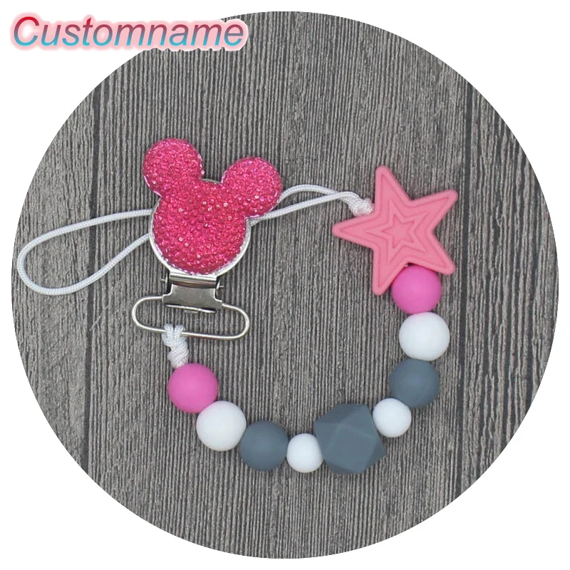 

1Pcs DIY Newborn Personalise Pacifier Clip Chain Eco-friendly Baby Teething Clip Food Grade Silicone Star Feeding Chain Teether