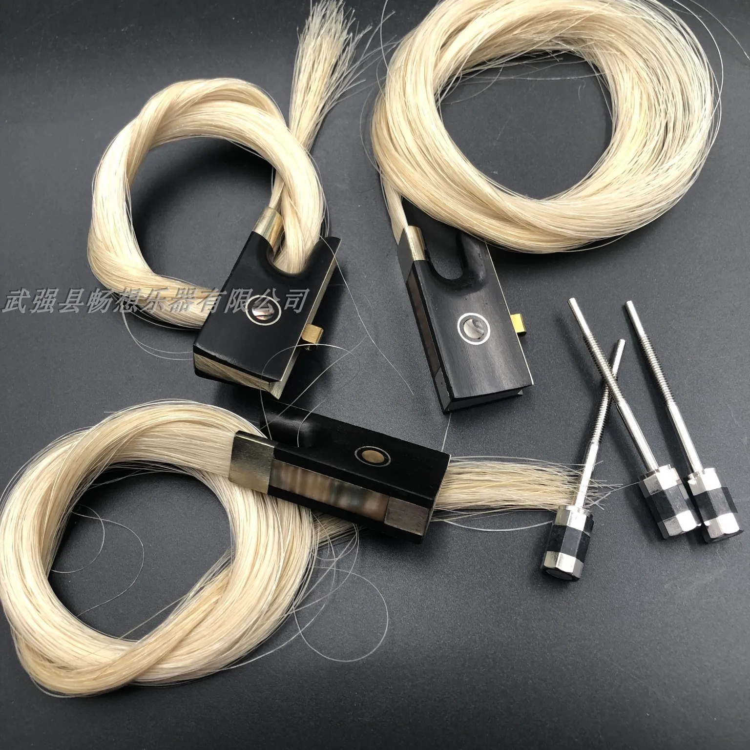Description Picture 4 of item1 set Indonesian grade A ebony violin/cello bow frog Install screw bow horse hair 3/4-4/4 size, violin/cello parts