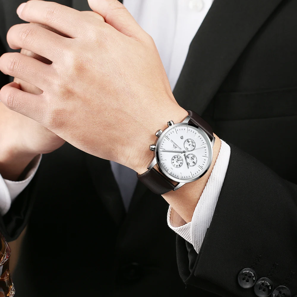 top luxury brand mens wrist watches hot fashion analog quartz watch for men waterproof chronograph sports wristwatches man clock male real leather strap Relogio Masculino (21)