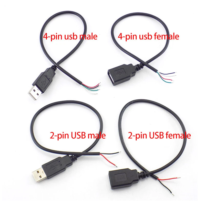 Cable alimentación de 0,3 m/1m/2m, 2 pines, USB 2,0, hembra, macho, 4 cargador, Cable de extensión, línea DIY 5V|Conectores| - AliExpress